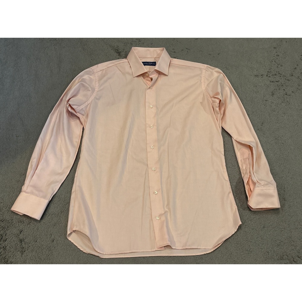Tom James Executive Collection Mens Peach Textured Dress Shirt Long Sleeve 48/33